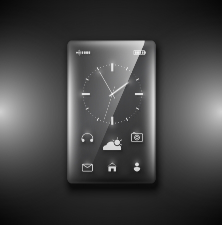 Transparent glass phone on dark backgroundのイラスト素材