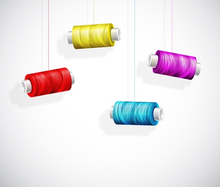 Hanging bobbins of colorful thread  Eps 10のイラスト素材