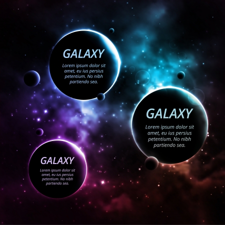 Galaxy background with three planets for textのイラスト素材
