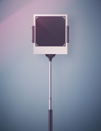 Monopod selfie, blank retro photo frame, eps 10のイラスト素材