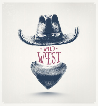 Cowboy hat and scarf, wild west のイラスト素材