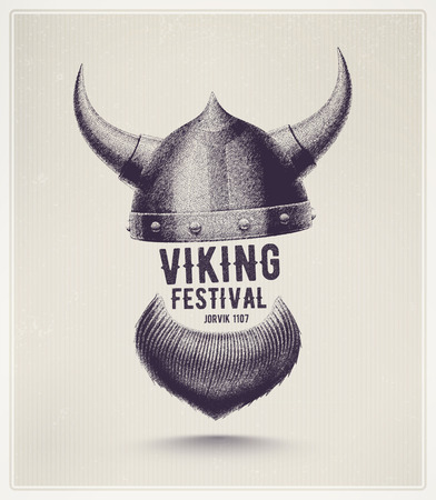 Viking helmet and beard, Jorvik viking festival のイラスト素材