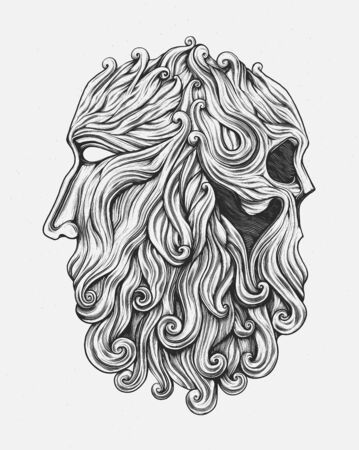 Janus. Hand drawn vector.のイラスト素材