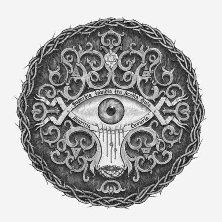 Atonement Engraving vector illustration.のイラスト素材