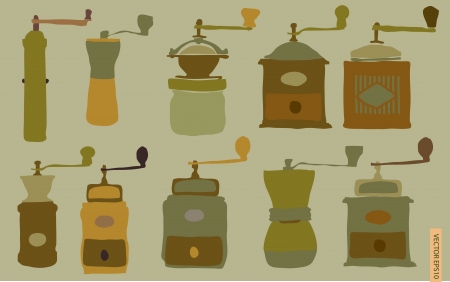 vintage hand grinding coffeeのイラスト素材