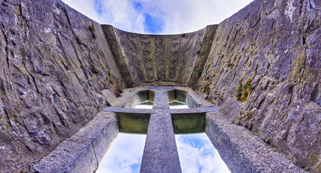 Fenster arc from the castle of Aughnanure with decorations. Ougtherard, Co. Galway.のeditorial素材