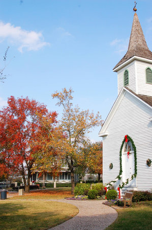 A church in sam Houston park, downtown of Houston, texasの写真素材