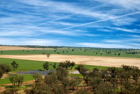 a farming landscape in country Australiaの写真素材