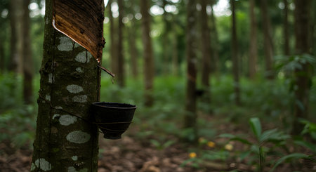 Rubber tree in the forest,Thailand,selective focusの素材