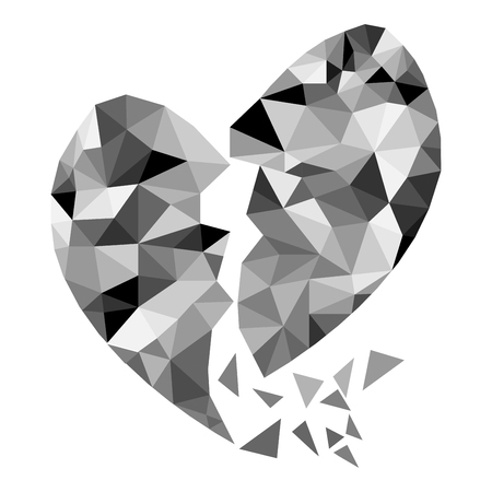Abstract geometric polygon broken heart valentine background. Colorful mosaic pattern. Vector illustration.のイラスト素材