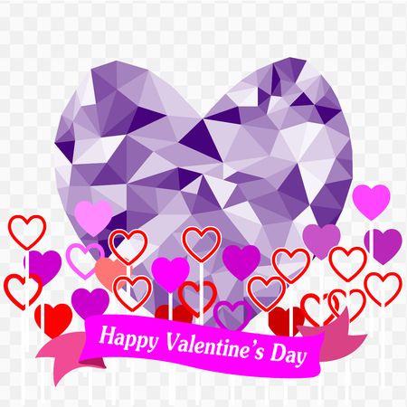 Happy valentine's day Abstract geometric Polygon heart background Colorful mosaic pattern.Vector illustrationのイラスト素材