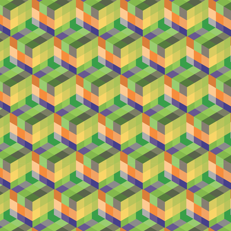 Abstract cube pattern. Colorful design, geometric 3d vector wallpaper, cube pattern background.のイラスト素材