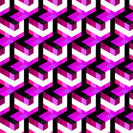 seamless, abstract cube pattern. Colorful design, geometric 3d vector wallpaper, cube pattern background.のイラスト素材
