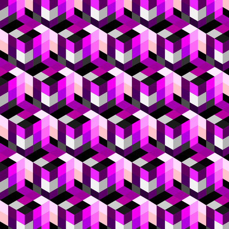 seamless, abstract cube pattern. Colorful design, geometric 3d vector wallpaper, cube pattern background.のイラスト素材