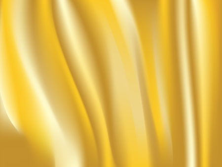 Abstract gold. background Vector gold cloth Fabric Textile Drape with Crease Wavy Folds.with soft waves and Gold fabric, waving in the windのイラスト素材