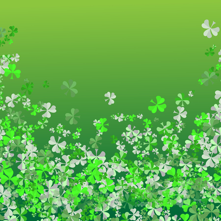 Saint Patrick's day Festival. Irish celebration. Green clover shamrock leaves on green backgroundのイラスト素材