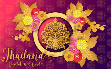 Thailand ancient Luxury concept .Thai traditional style.vector illustration for Travel in Thailand.poster,greeting card, party invitation,banner,brochure,other useのイラスト素材
