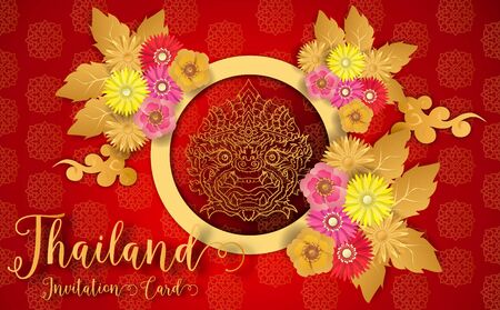 Thailand ancient Luxury concept .Thai traditional style.vector illustration for Travel in Thailand.poster,greeting card, party invitation,banner,brochure,other useのイラスト素材