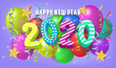 Happy new year 2020.Colorful Design 3D background for greetings card,banner,web, flyers,...