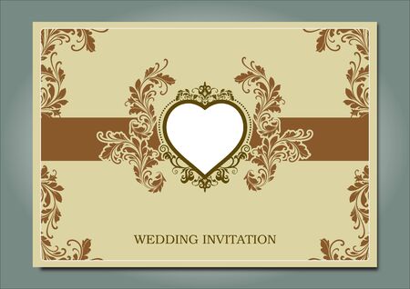Wedding invitation florals. Frame vintage heartのイラスト素材