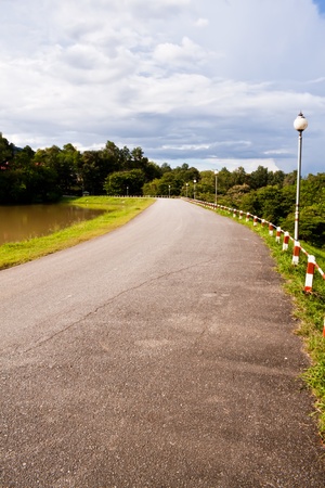 Winding road in nature parkの写真素材