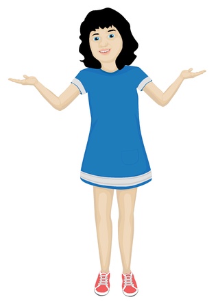 the girl raise her handsのイラスト素材