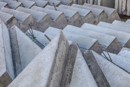 Precast concrete stairs in element stock ready for transportの写真素材