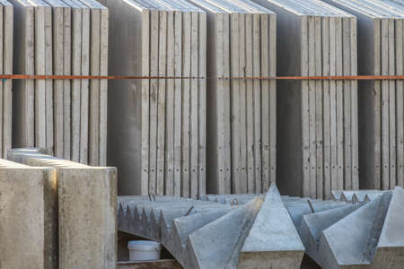 Precast concrete stairs in element stock ready for transportの写真素材
