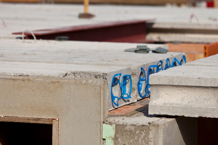 Picture of construction site with precast concrete walls and slabsの写真素材