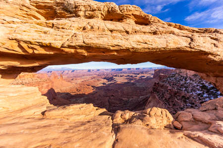 View on Mesa Arch in Canyonlands National Park in Utahの写真素材