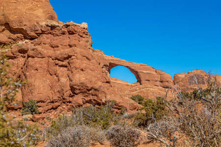 View on Skyline Arch in the Arches National Park in Utahの写真素材