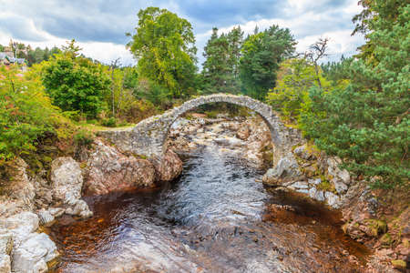 View of Scotland's oldest bridge pictured in the Scottish Highlands in September 2014の写真素材