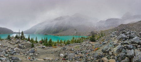Photo of a turquoise glacial lake in Canada photographed during the day in May 2016