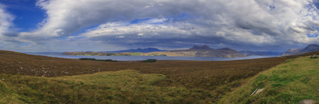 Panoramic picture over rough bay in Scottland