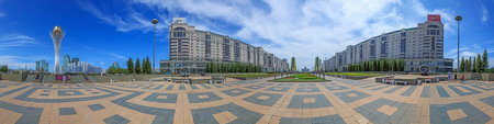 Panoramic picture of downtown Kazakhstan city Astana with its modern buildings during the day