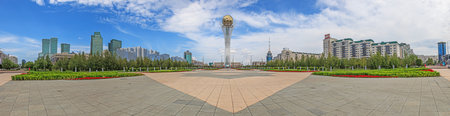 Panoramic picture of downtown Kazakhstan city Astana with its modern buildings during the dayの写真素材