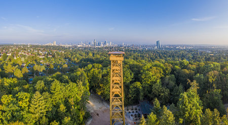Aerial view on new Goethe tower near Frankfurt