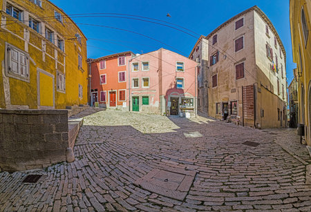 Picture from the historic center of the medieval town of Labin in central Istria during the day