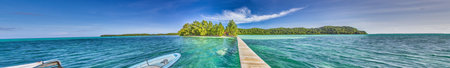 Panoramic view over Carp Island pier in Palau during daytime