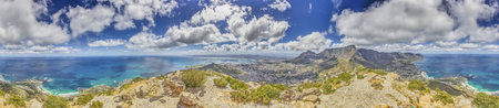 Panoramic picture of Cape Town in daylight taken from the Table Mountain plateau