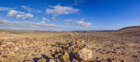 Panoramic picture of the Fish River Canyon in Namibia taken from the upper edge of the south side in...