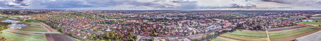 Drone panorama over the German metropolis of Nuremberg in Bavaria during the day in summer