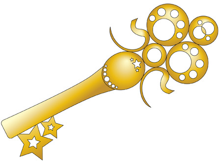 Golden key on white backgroundのイラスト素材