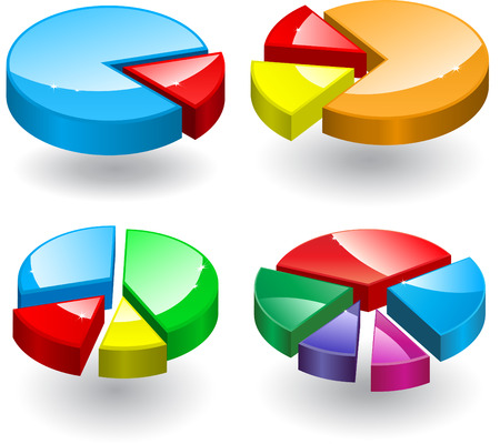 Pie charts with different number of partsのイラスト素材