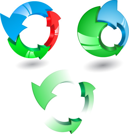 Set of glass arrows different colors and circle directionsのイラスト素材