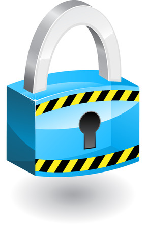 Blue padlock with yellow and black stripesのイラスト素材