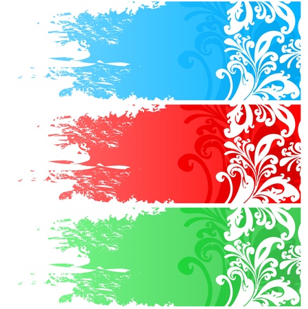 Three floral bannersのイラスト素材