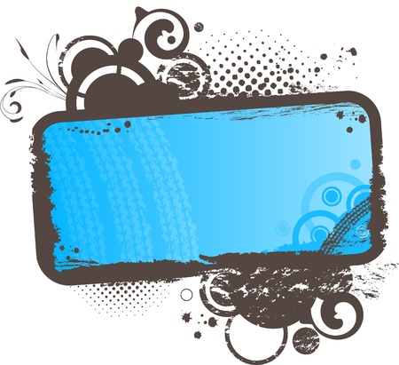 Grunge floral blue frameのイラスト素材