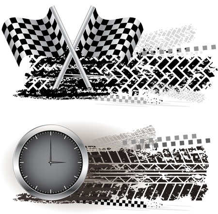 Tire track bannersのイラスト素材