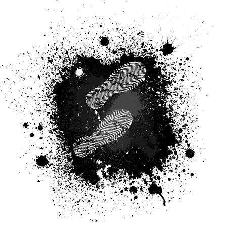 Ink blots footprintのイラスト素材